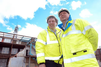 Chord directors Geoff Shuttleworth and Chris Rosier survey demolition works at St Paul's Place.
